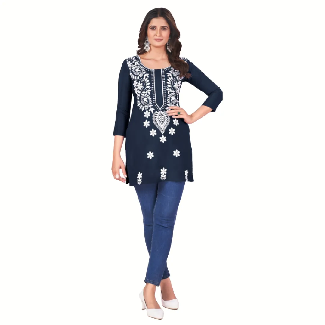 Fancy Chikankari Embroidery Women's Short Top