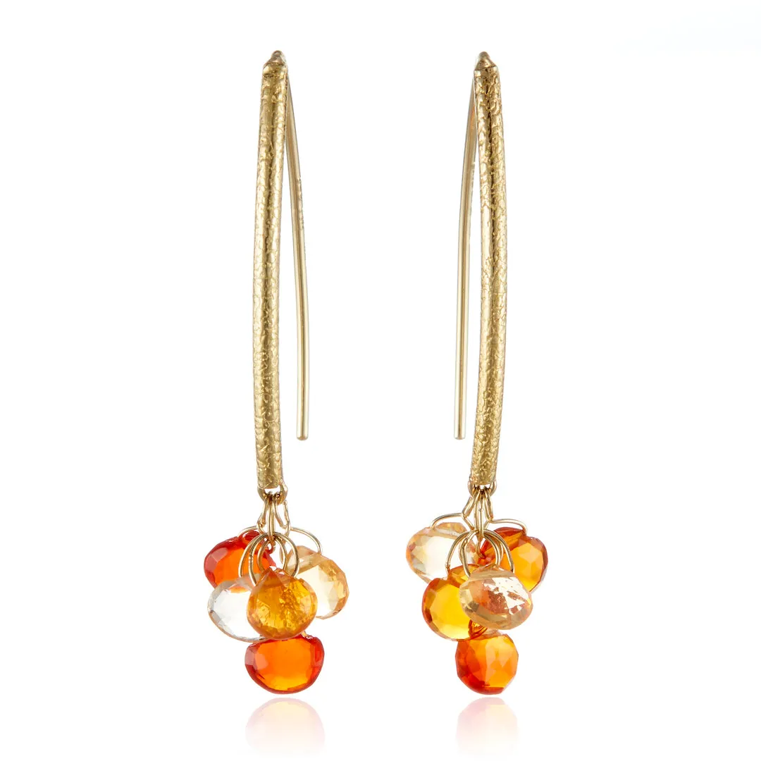 Fire Opal Navette Earrings