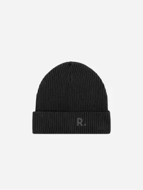 Fisherman Embroidered Organic Cotton Beanie | Black