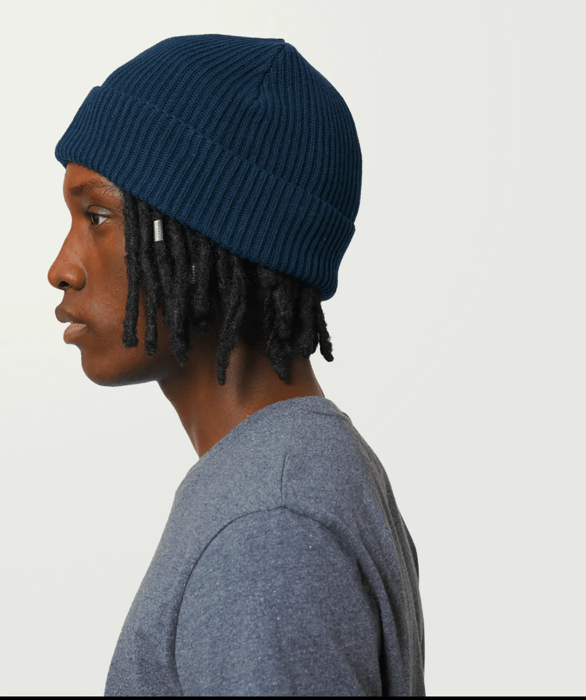 Fisherman Embroidered Organic Cotton Beanie | Black