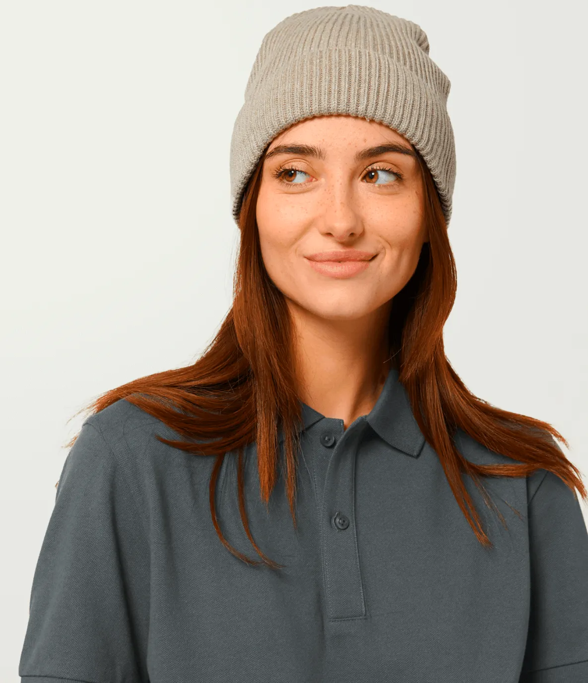 Fisherman Embroidered Organic Cotton Beanie | Natural