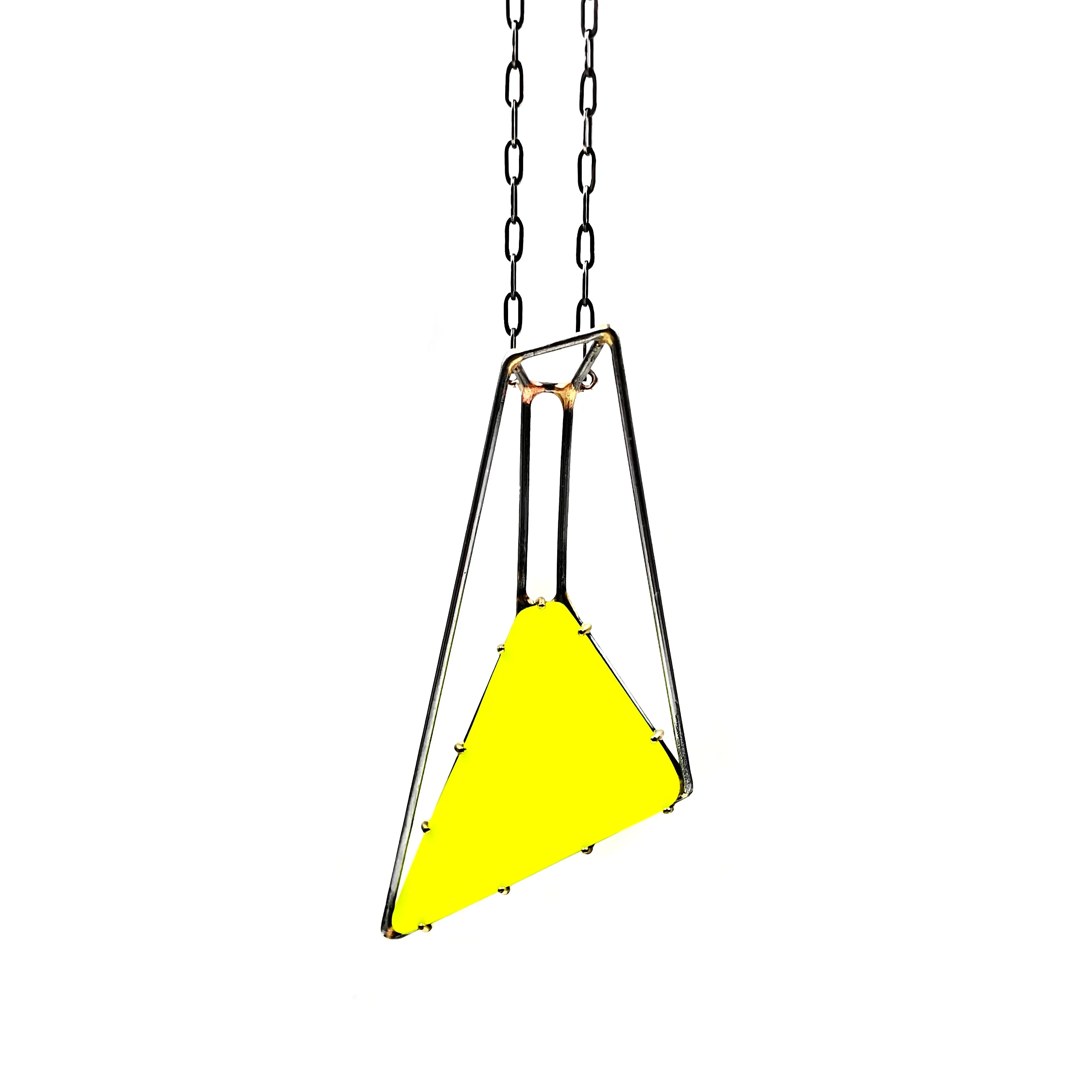 Foundation Trapezoid Vinyl Necklace, Neon Yellow