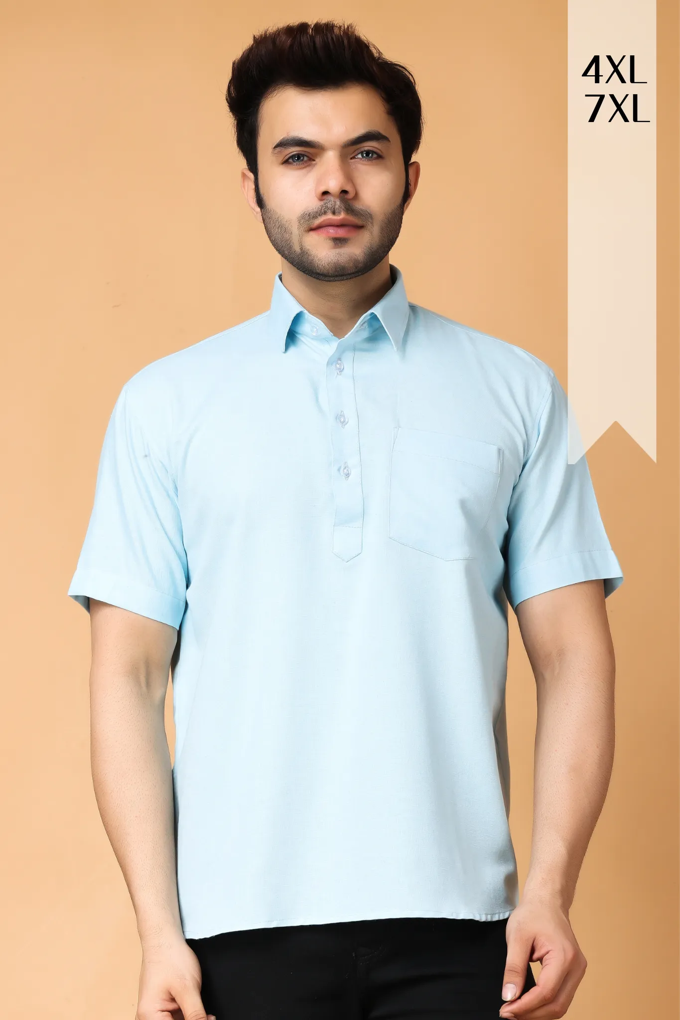 Fresh Blue Cotton Linen Kurta