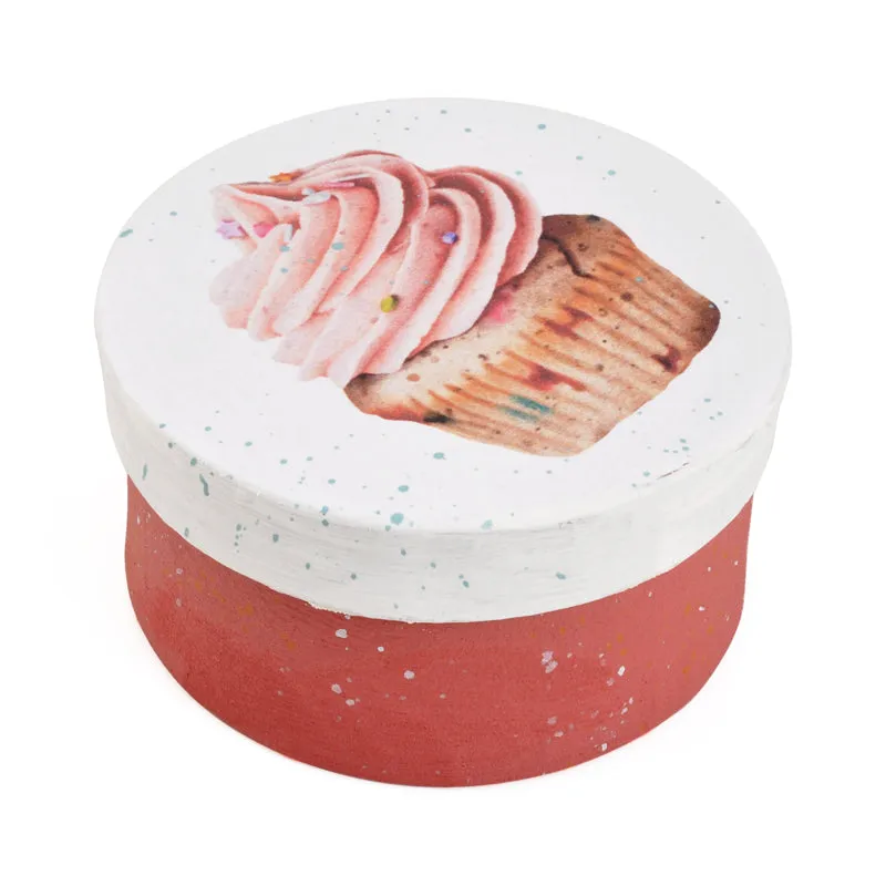 Gift Boxes-Cupcake with Cream and Icing-Paper Mache-Round-X-Small-Quantity 1