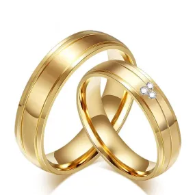 Gold Plated Stainless Steel with Tension Setting Cubic Zirconia Wedding Band