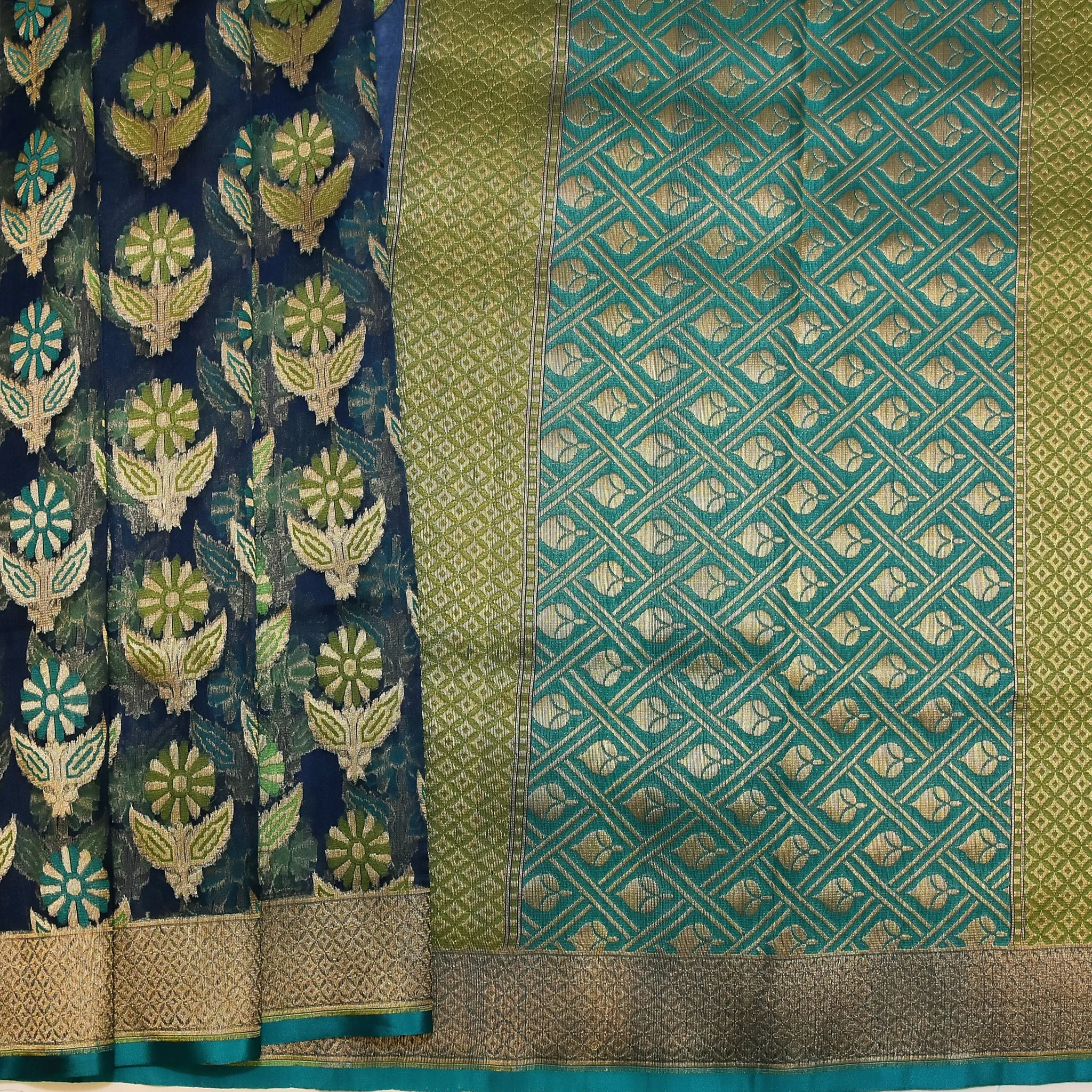 Handwoven Blue Phulia Silk Saree - 303N013616DSS