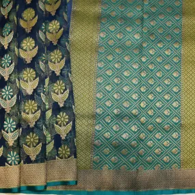 Handwoven Blue Phulia Silk Saree - 303N013616DSS