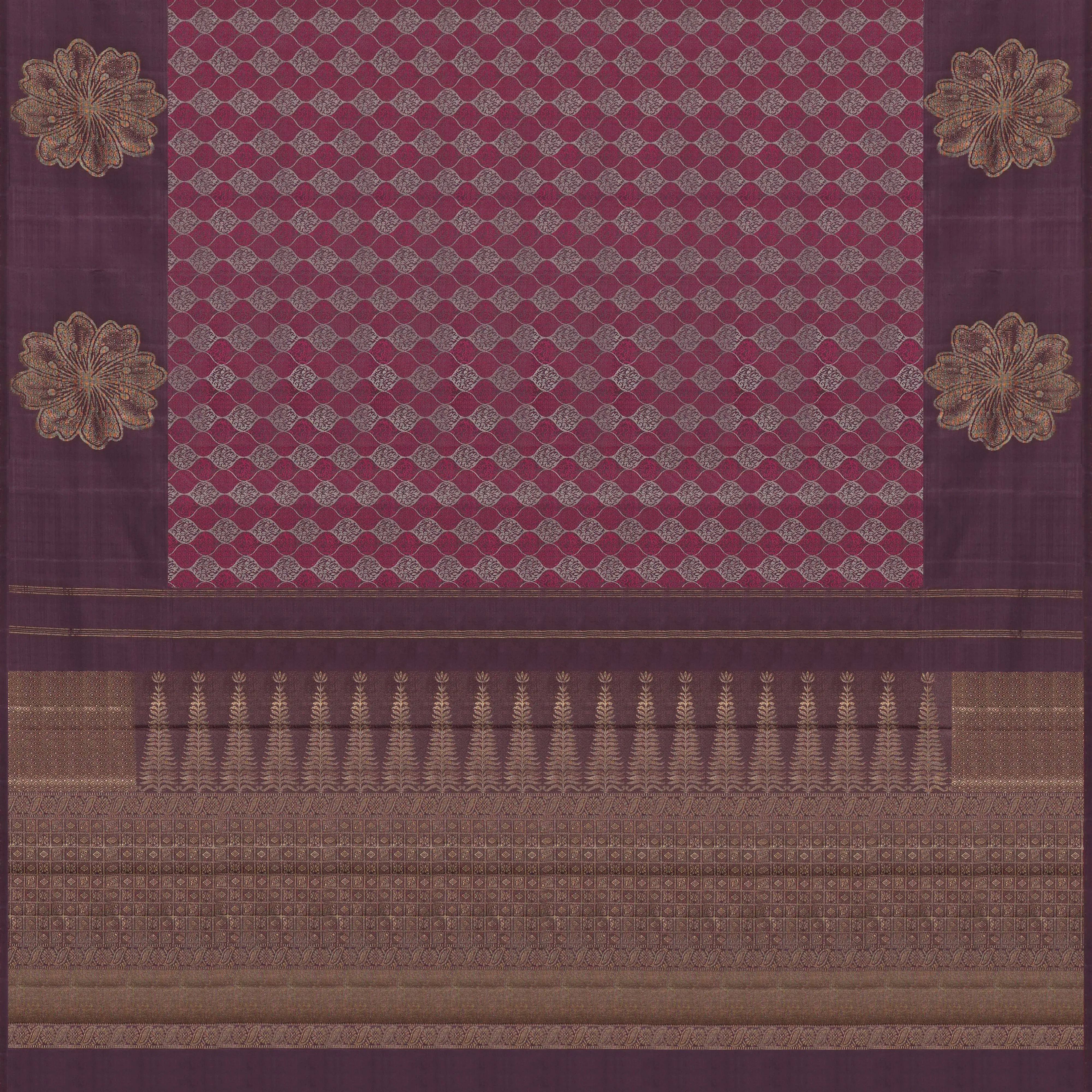 Handwoven Brown Kanjivaram Silk Saree - 1940T008964DSC