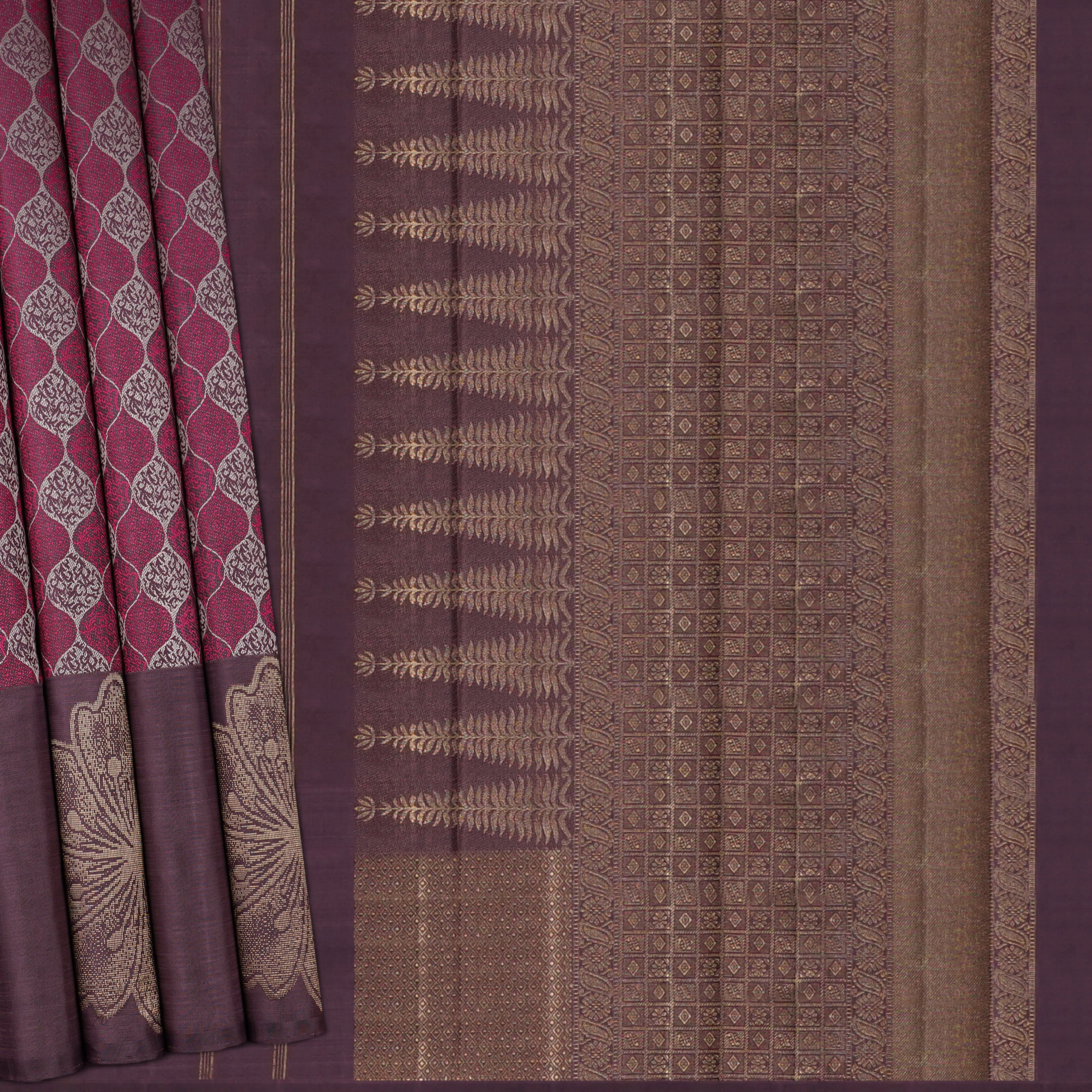 Handwoven Brown Kanjivaram Silk Saree - 1940T008964DSC