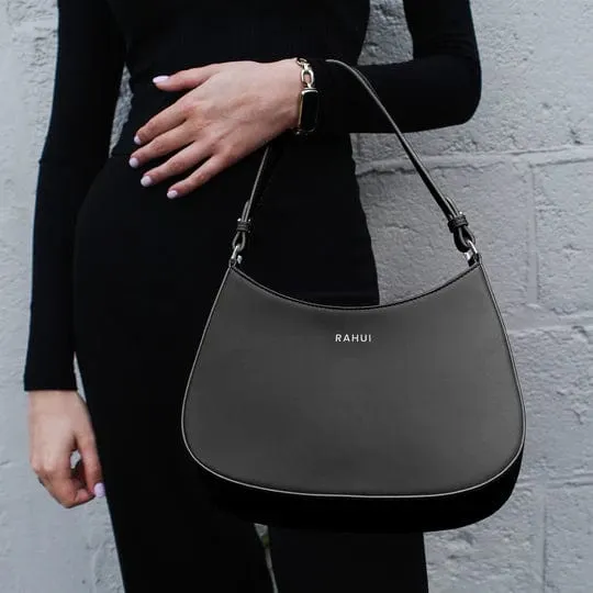 Hazel Apple Leather Mini Handbag | Black