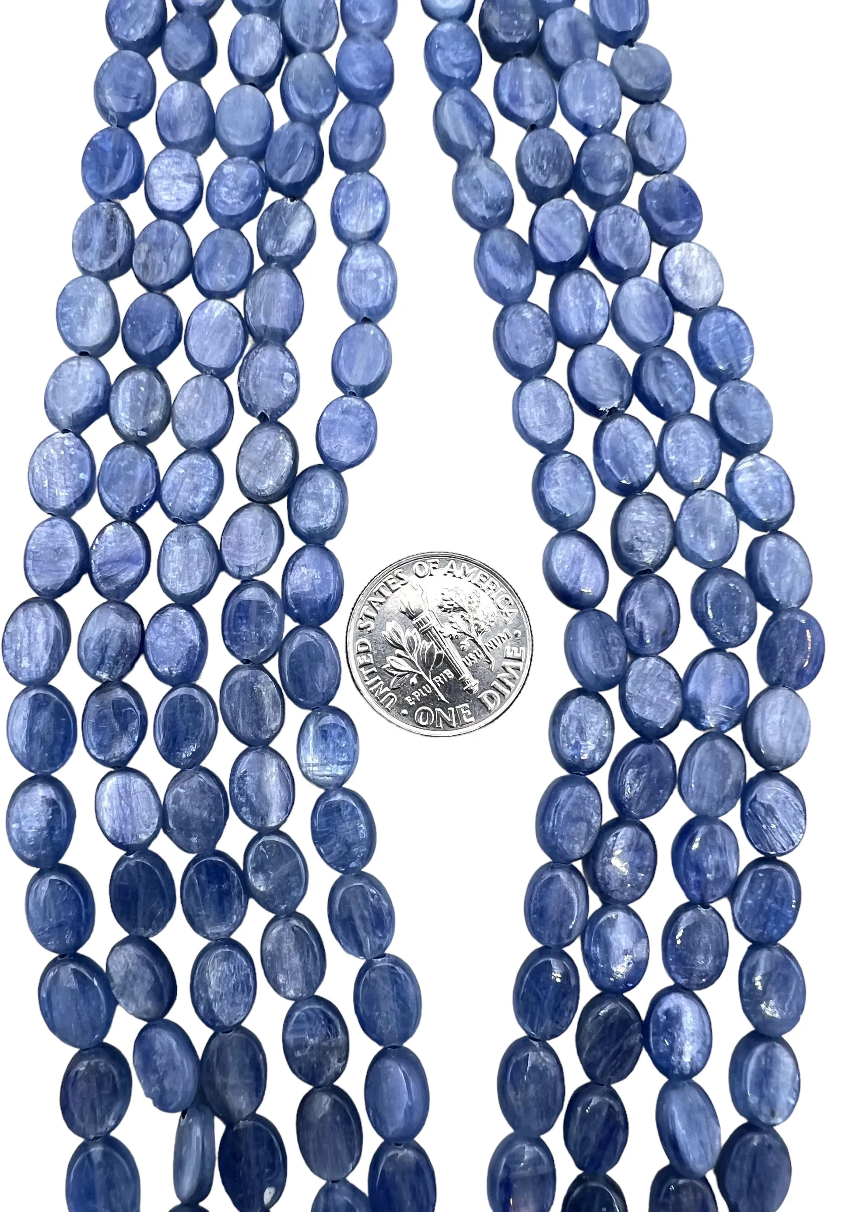 High Quality Blue Kyanite 6x8mm Oval Beads, 16 inch Strands