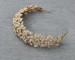 Intricate Wedding Headband with Crystal Beads