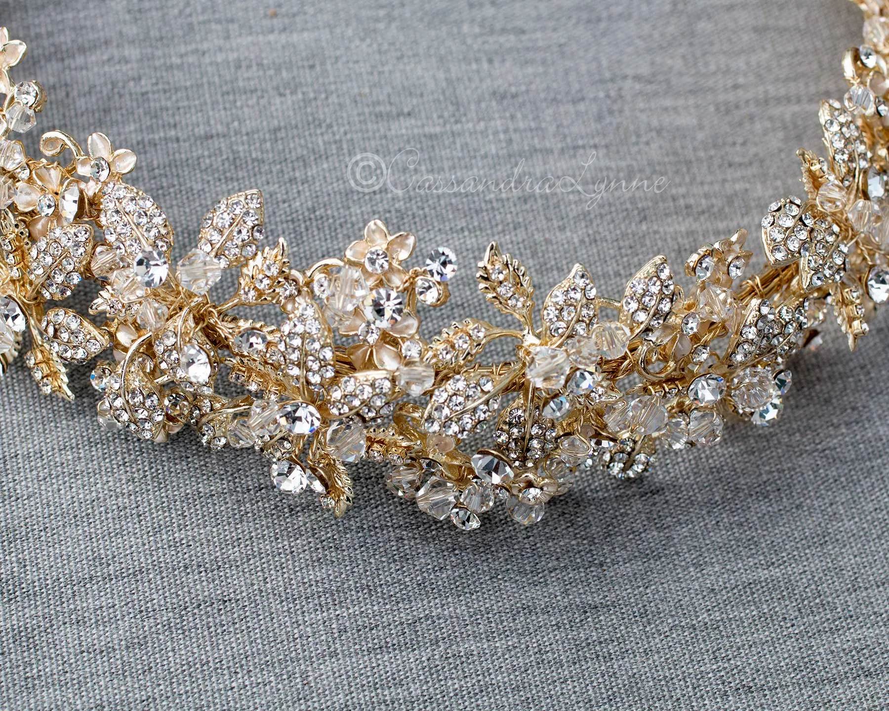 Intricate Wedding Headband with Crystal Beads