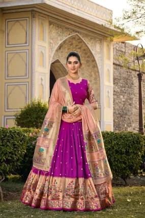 Jacquard Silk Paithani Designer Lehenga Choli