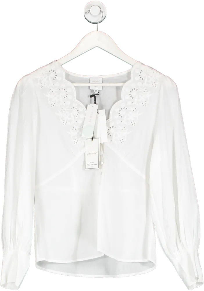 Jolie Jolie White Manou V Neck Blouse UK XS