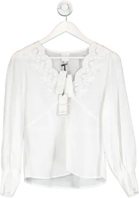 Jolie Jolie White Manou V Neck Blouse UK XS