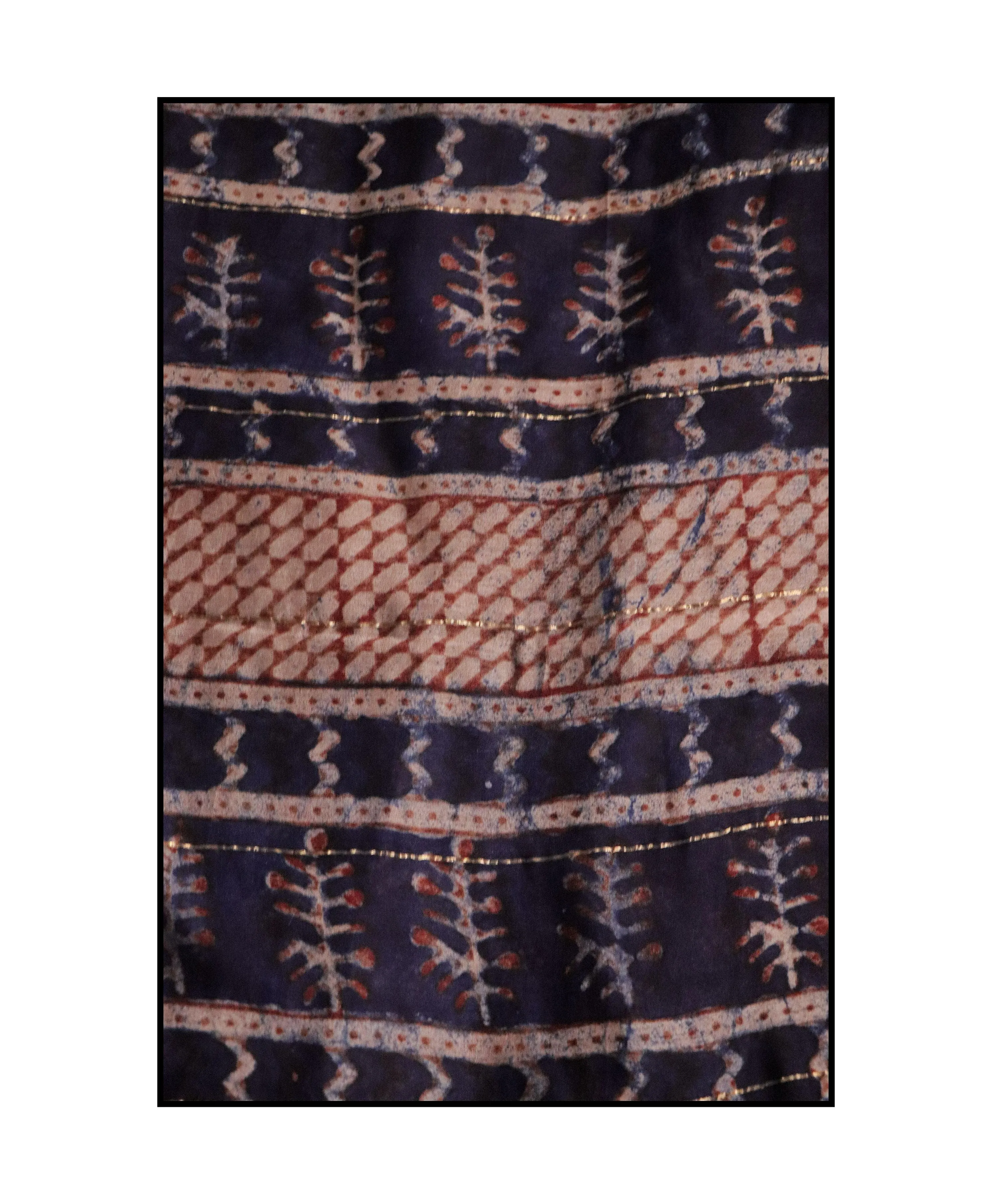 Kaisori Malhar - Dabu Pharad Indigo handblockprinted Silk Cotton saree