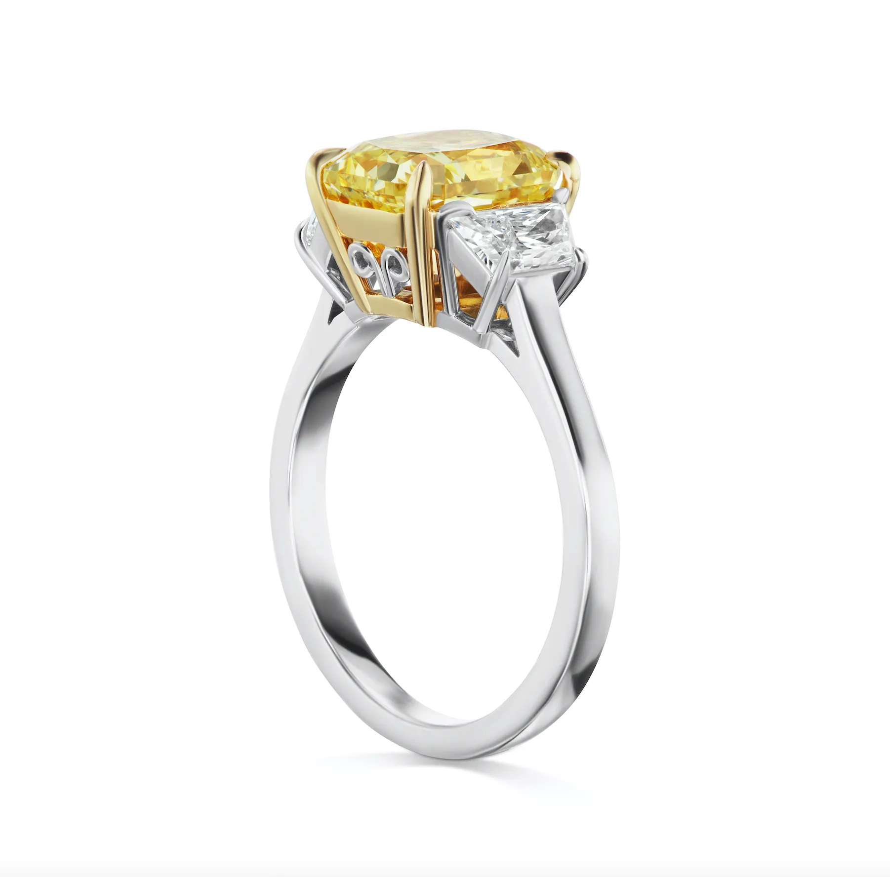 KATYA 5 CARAT RADIANT CUT NATURAL FANCY INTENSE YELLOW DIAMOND ENGAGEMENT RING PLATINUM & 18K GOLD GIA CERTIFIED 4 CT FIY BY MIKE NEKTA