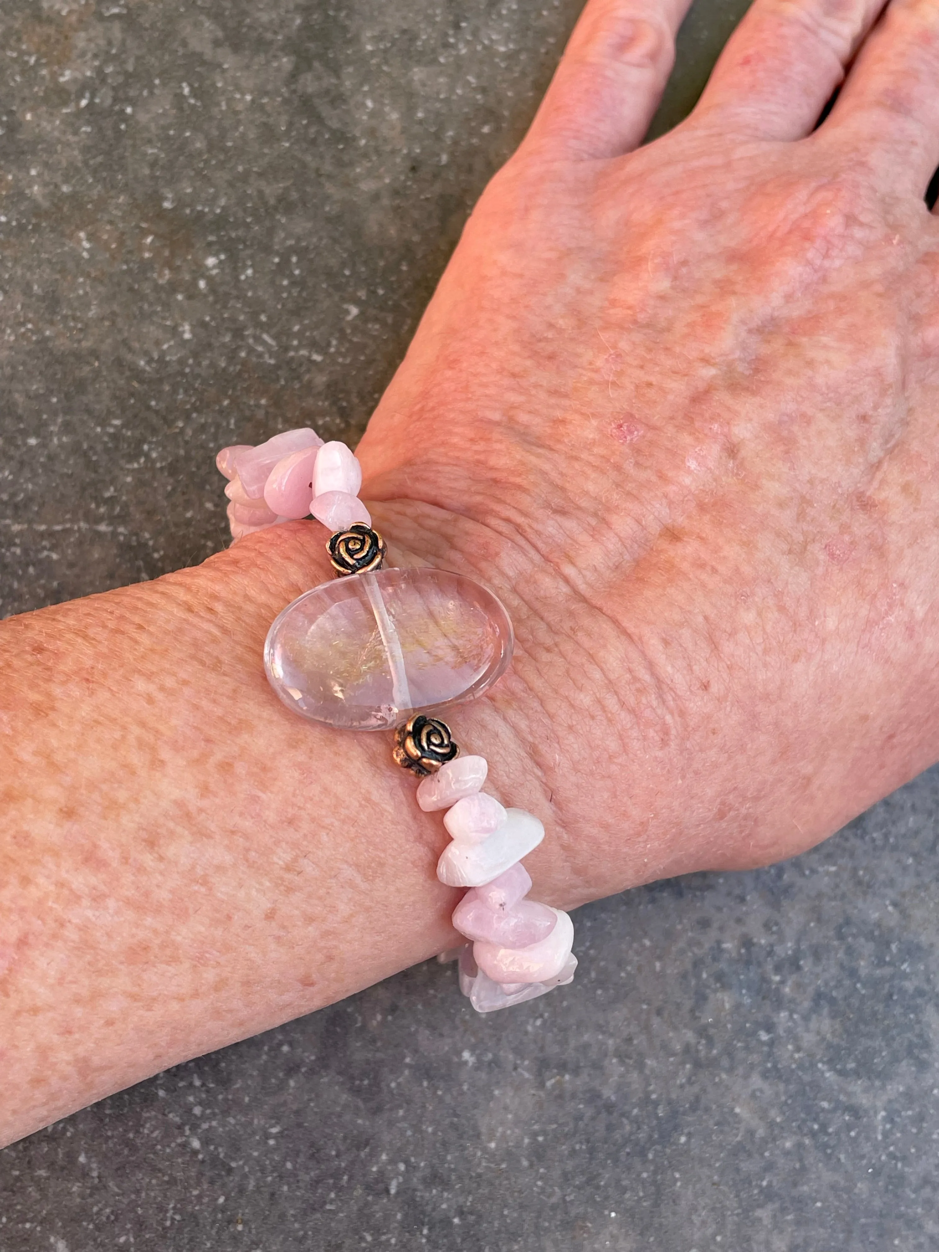 Kunzite and Amethyst gemstone Bracelet