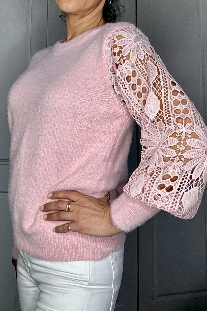 Lara Lace Jumper - Pink