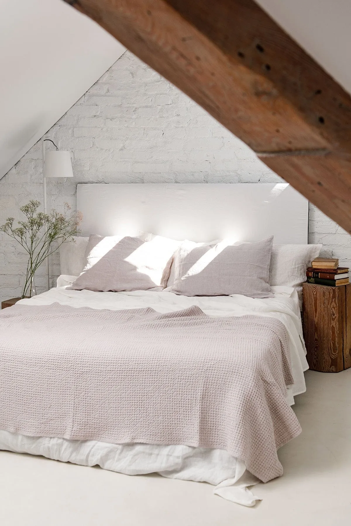 Linen Waffle Bed Throw | Cream