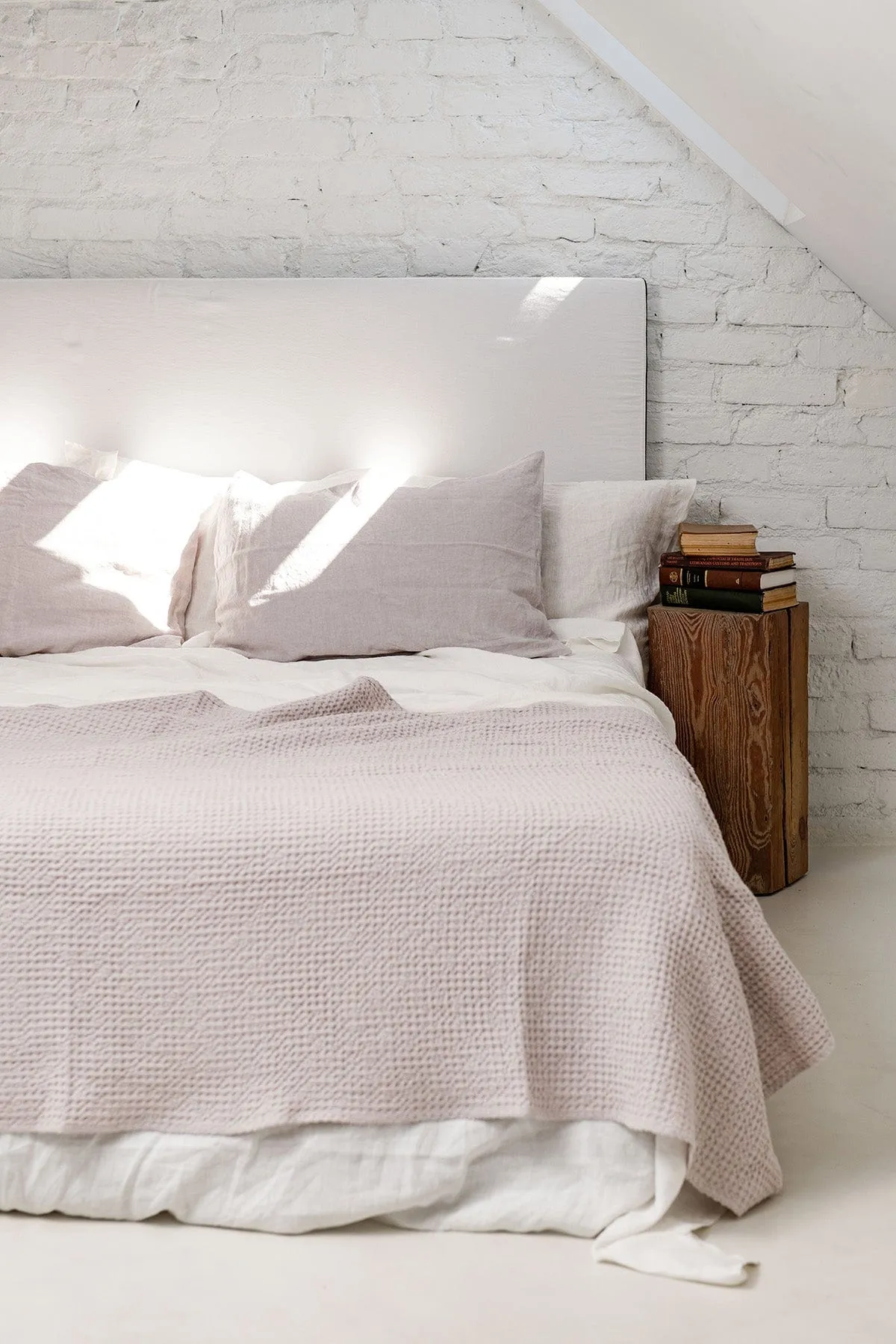 Linen Waffle Bed Throw | Cream