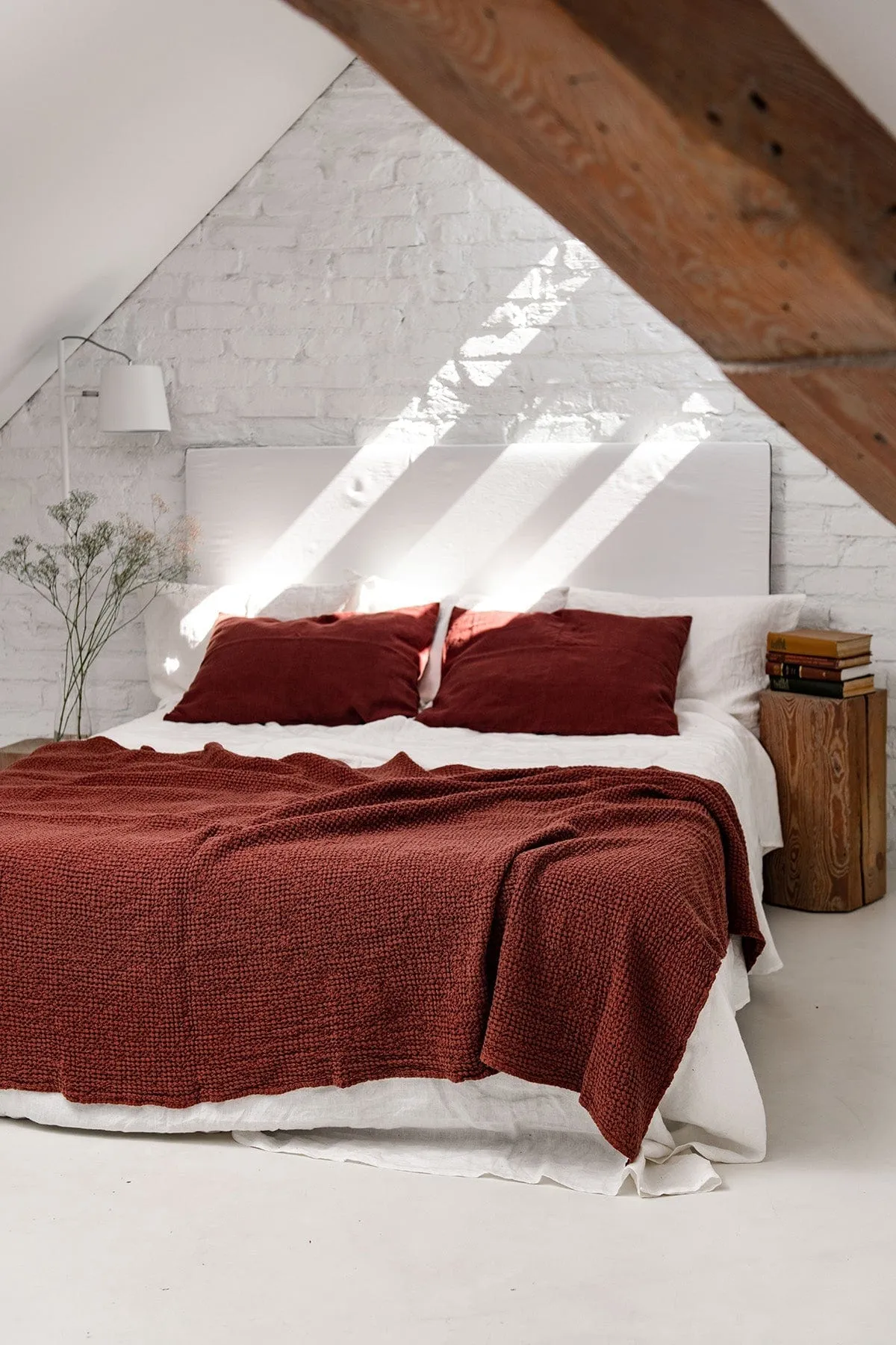 Linen Waffle Bed Throw | Terracotta