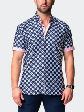 Maceoo Stretch Short-Sleeve Shirt | Galileo Dogdot Blue