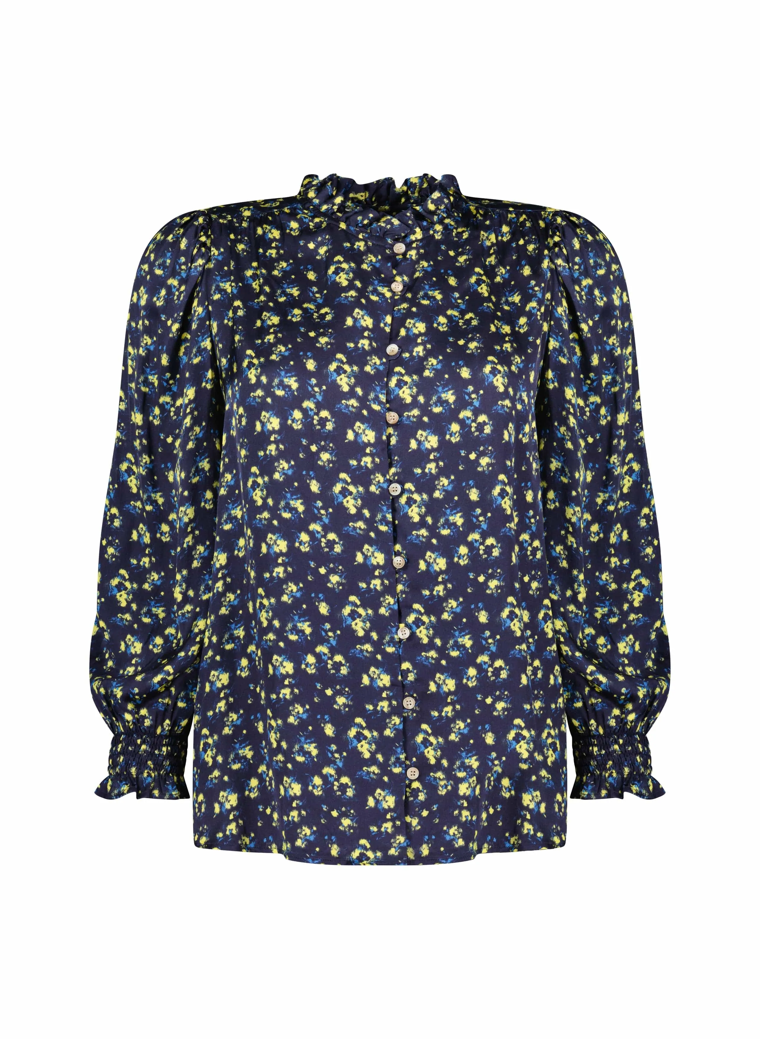 Melie LENZING ECOVERO Recycled Blouse | Blue Blurred Ditsy