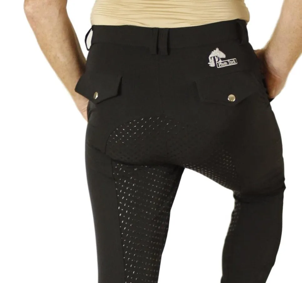 Men's Breeches in CoolMax Black with silicone grip seat