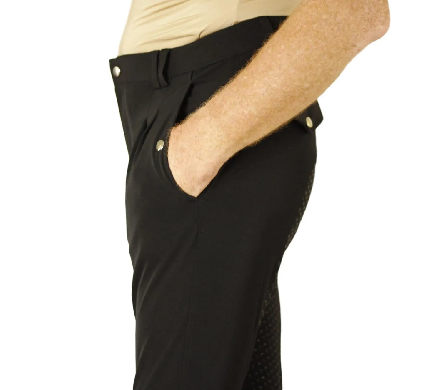 Men's Breeches in CoolMax Black with silicone grip seat