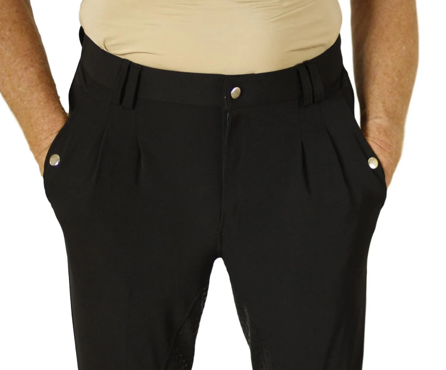 Men's Breeches in CoolMax Black with silicone grip seat