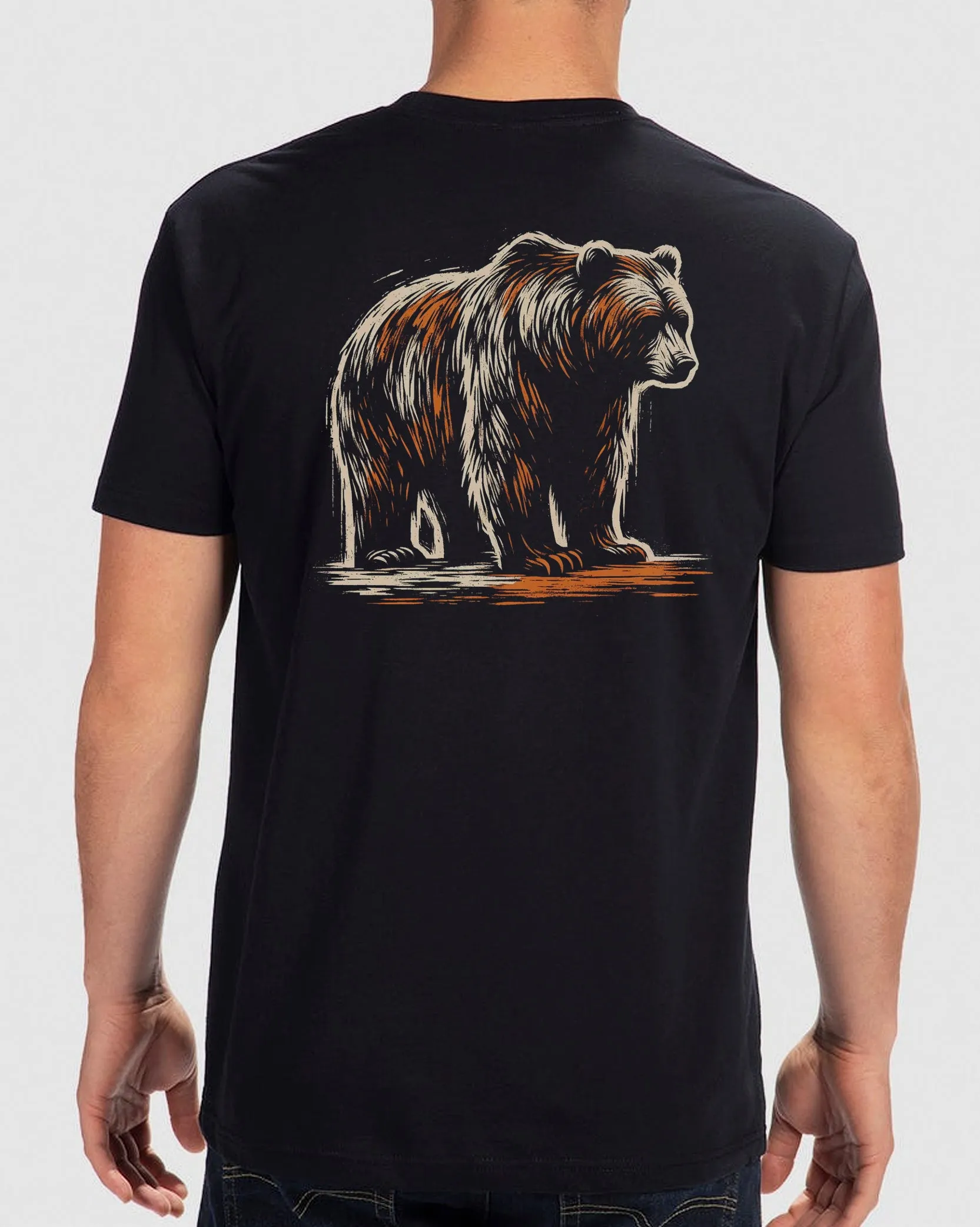 Men's Woodblock Bear T-Shirt