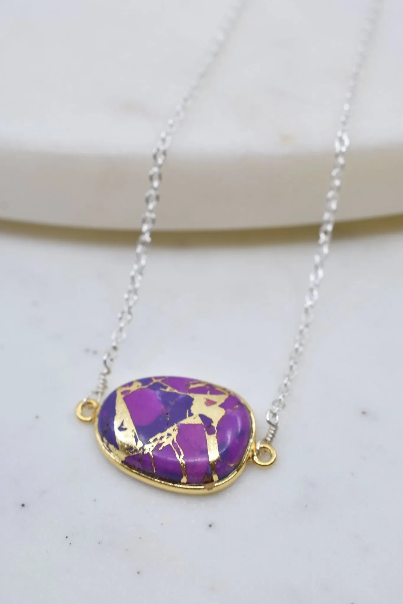 Mrs. Parker Necklace in Purple Mojave Copper Turquoise