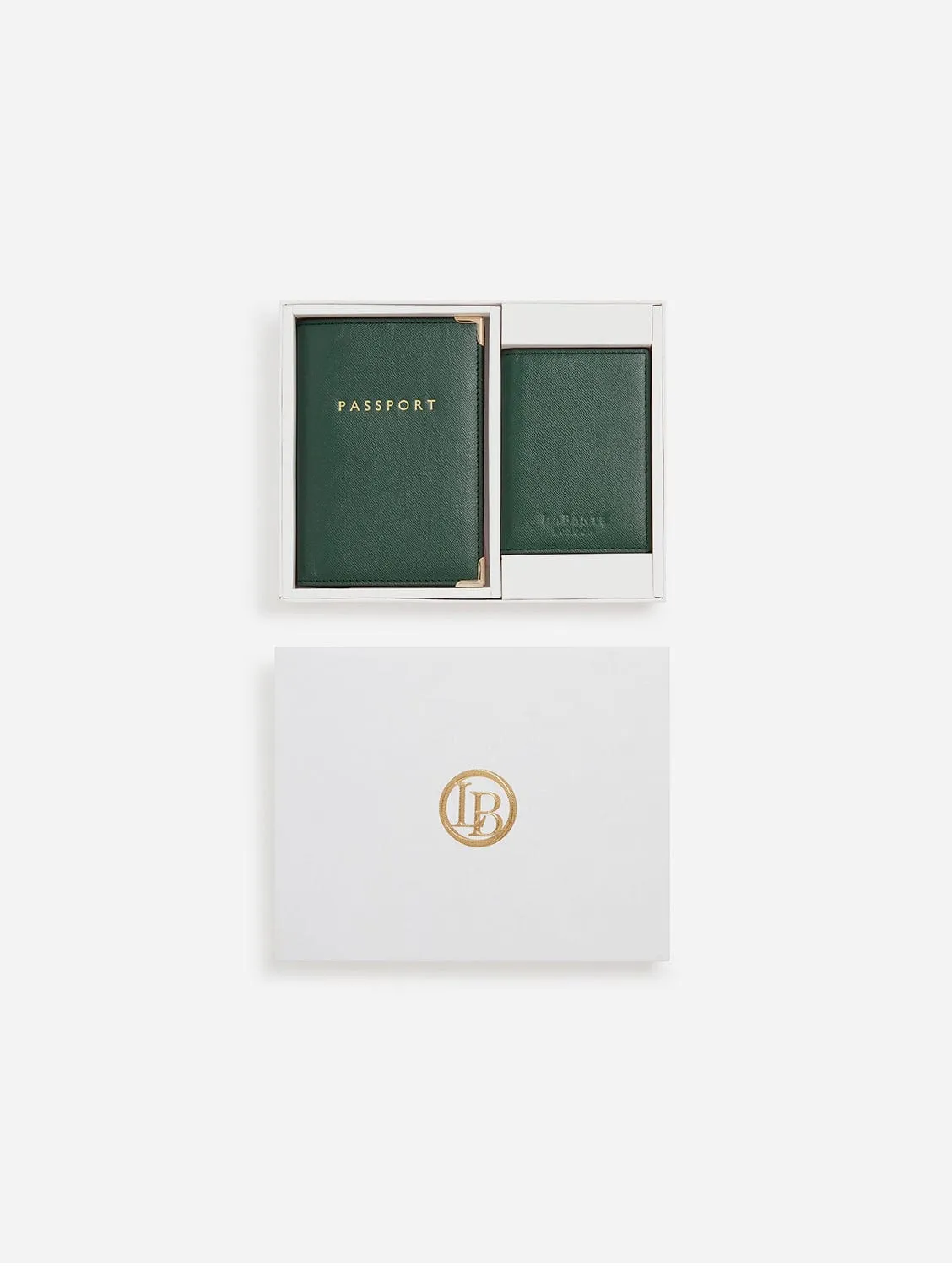 Nutcombe Vegan Leather Passport Holder & Bi-Fold Card Holder  Gift Box | Green