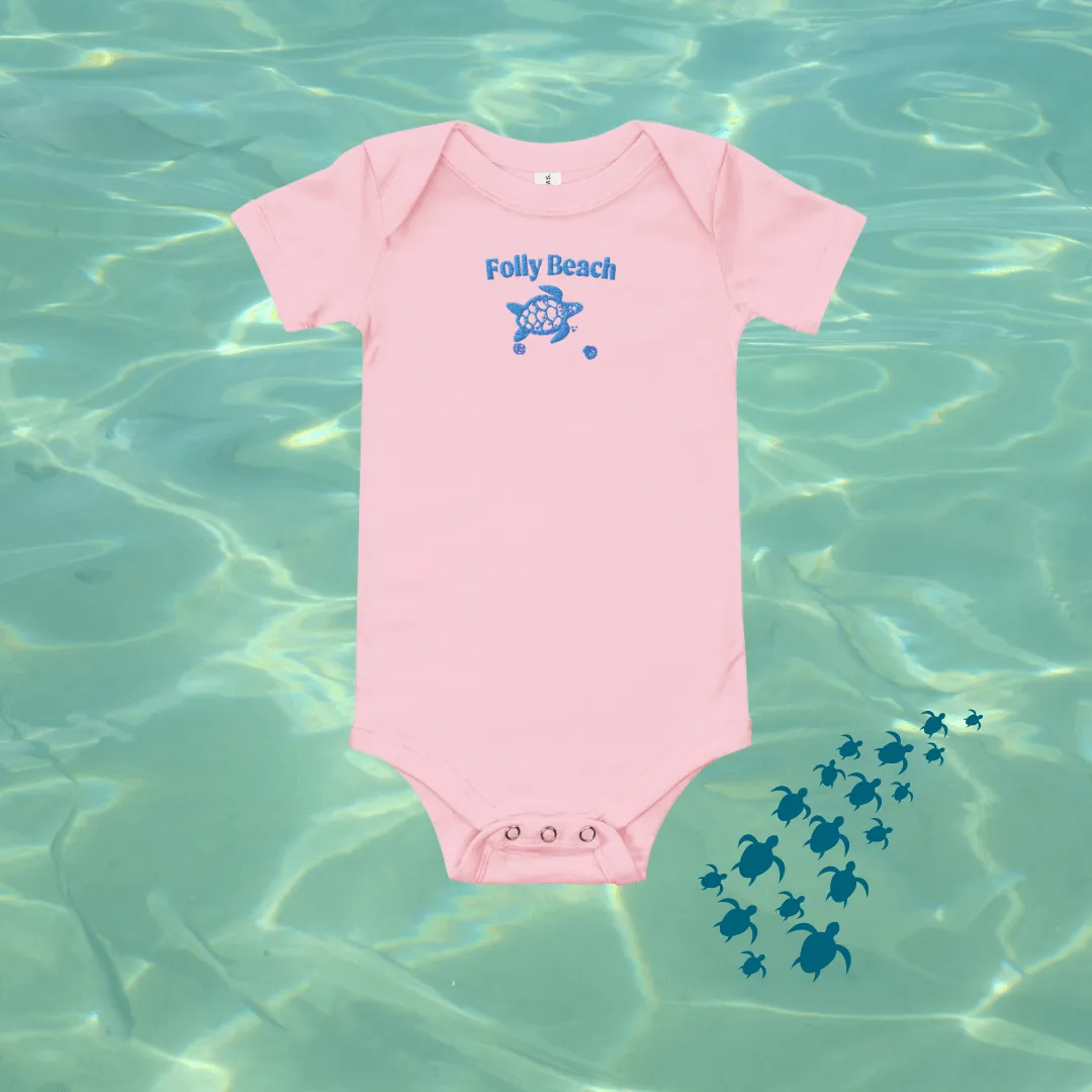 Onesie embroidered with Turtle and Folly Beach