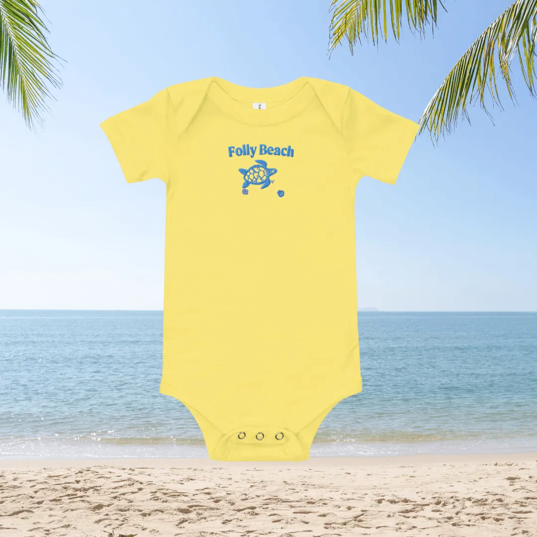 Onesie embroidered with Turtle and Folly Beach