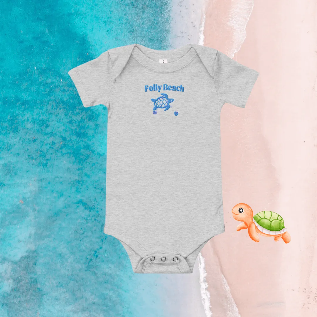 Onesie embroidered with Turtle and Folly Beach