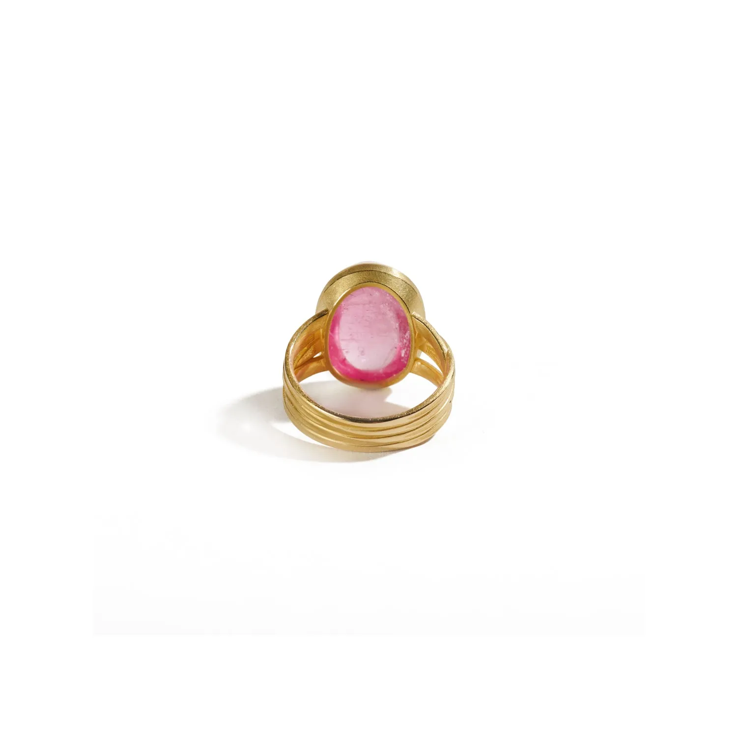 Oval Pink Tourmaline Ring in Gold