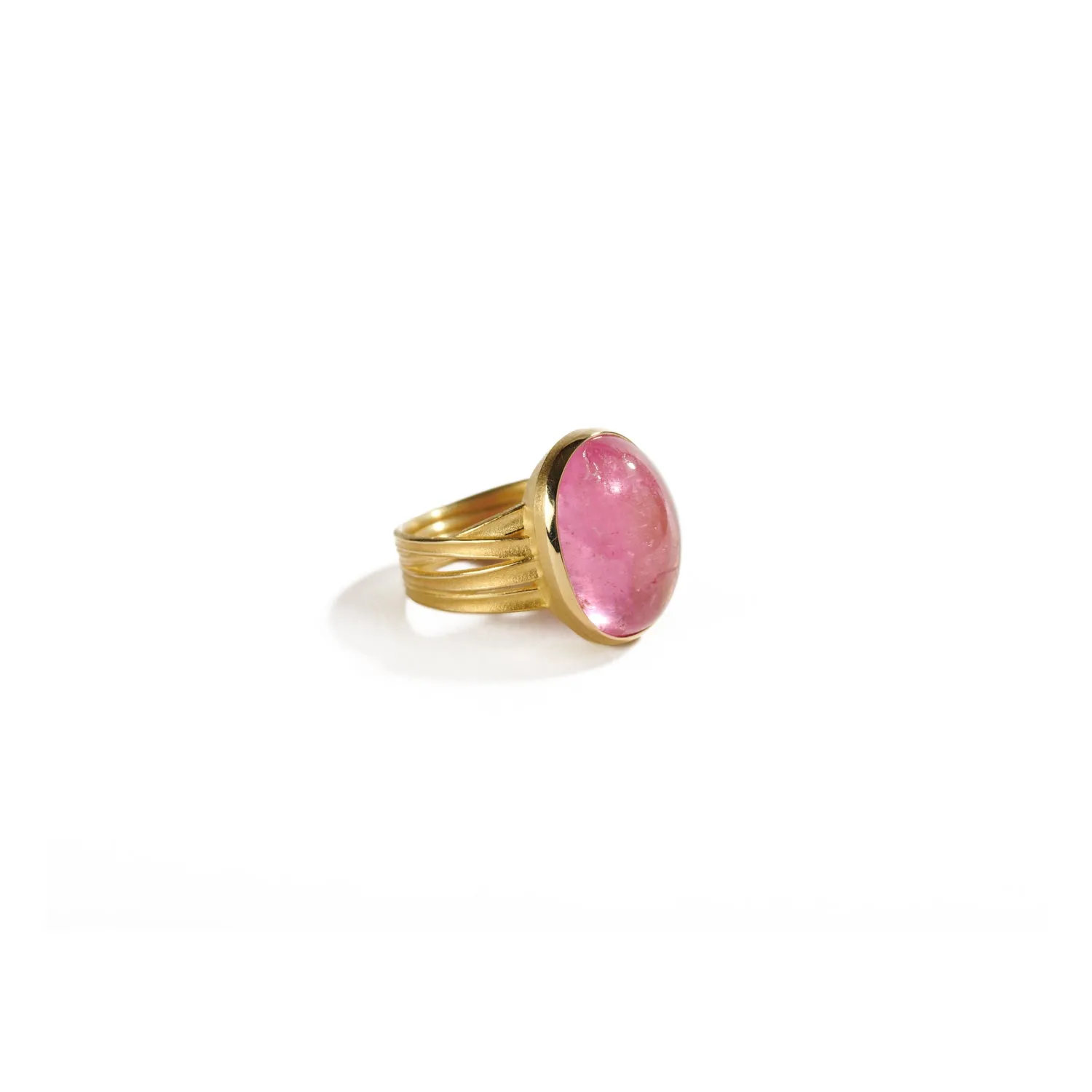 Oval Pink Tourmaline Ring in Gold