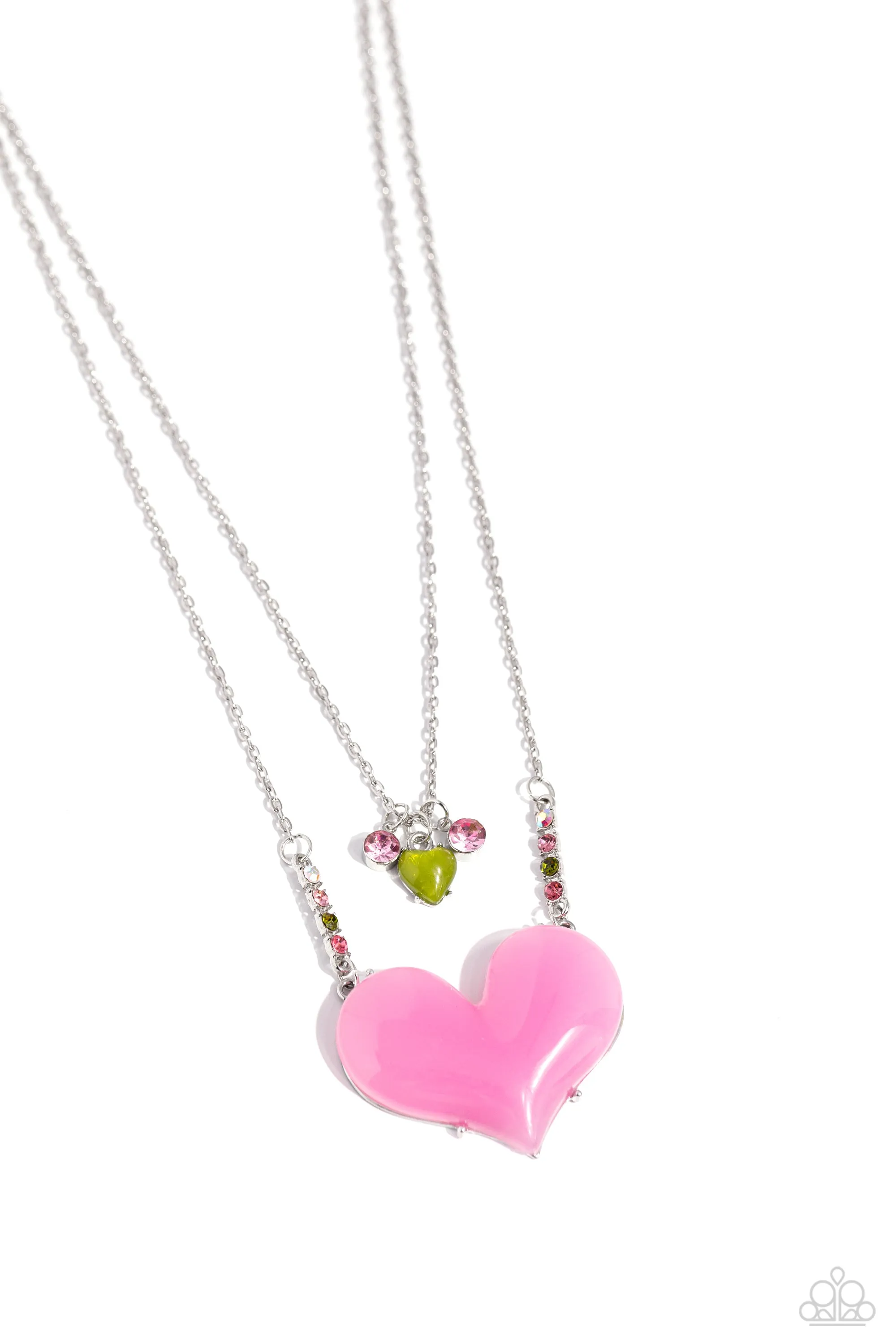 Paparazzi Heart-Racing Recognition Pink Necklace & Earring Set