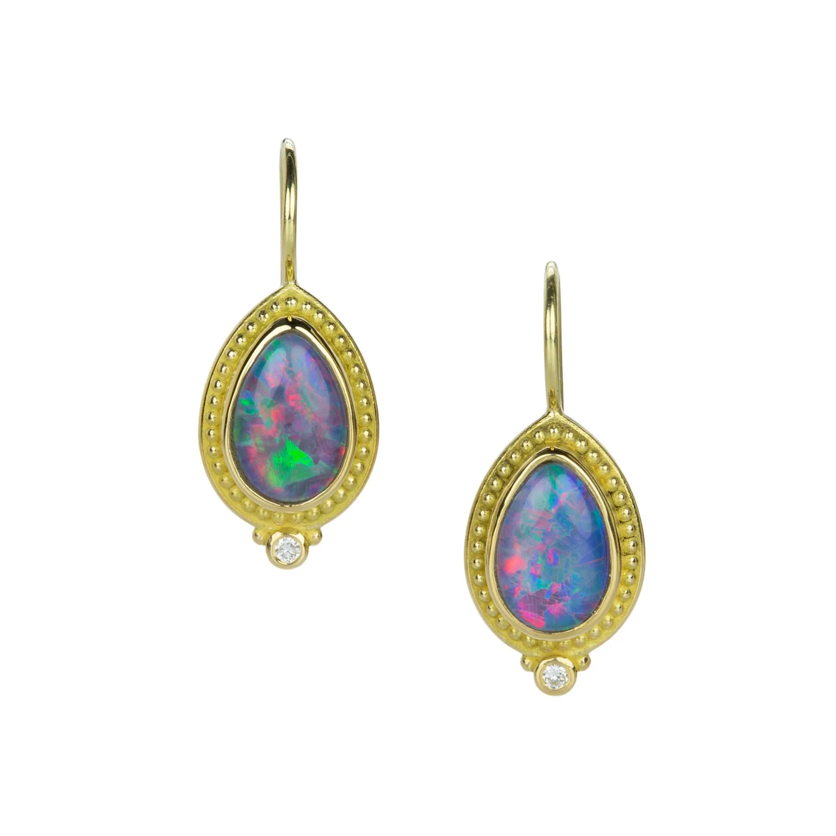 Pear Shaped Australian Opal Earrings