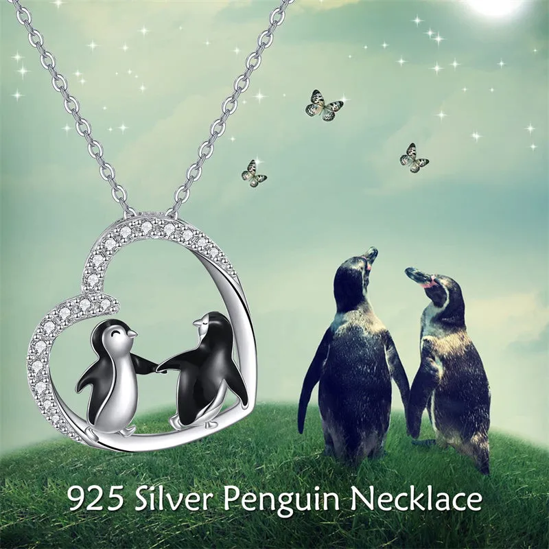 Penguin Necklace 925 Sterling Silver Animal Necklace Cute Animal Jewelry Gifts for Women Girls