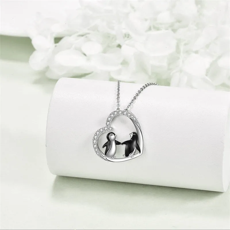 Penguin Necklace 925 Sterling Silver Animal Necklace Cute Animal Jewelry Gifts for Women Girls