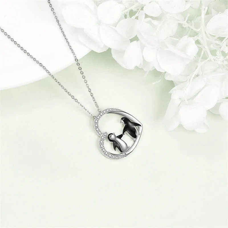 Penguin Necklace 925 Sterling Silver Animal Necklace Cute Animal Jewelry Gifts for Women Girls