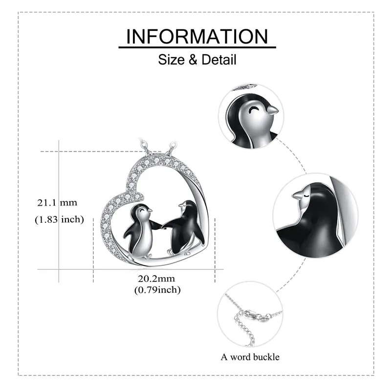 Penguin Necklace 925 Sterling Silver Animal Necklace Cute Animal Jewelry Gifts for Women Girls