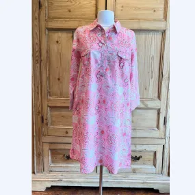 Pink & Red Floral Shirt Dress