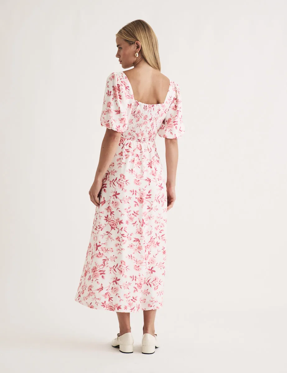 Pink Ditsy Floral Lara Midi Dress