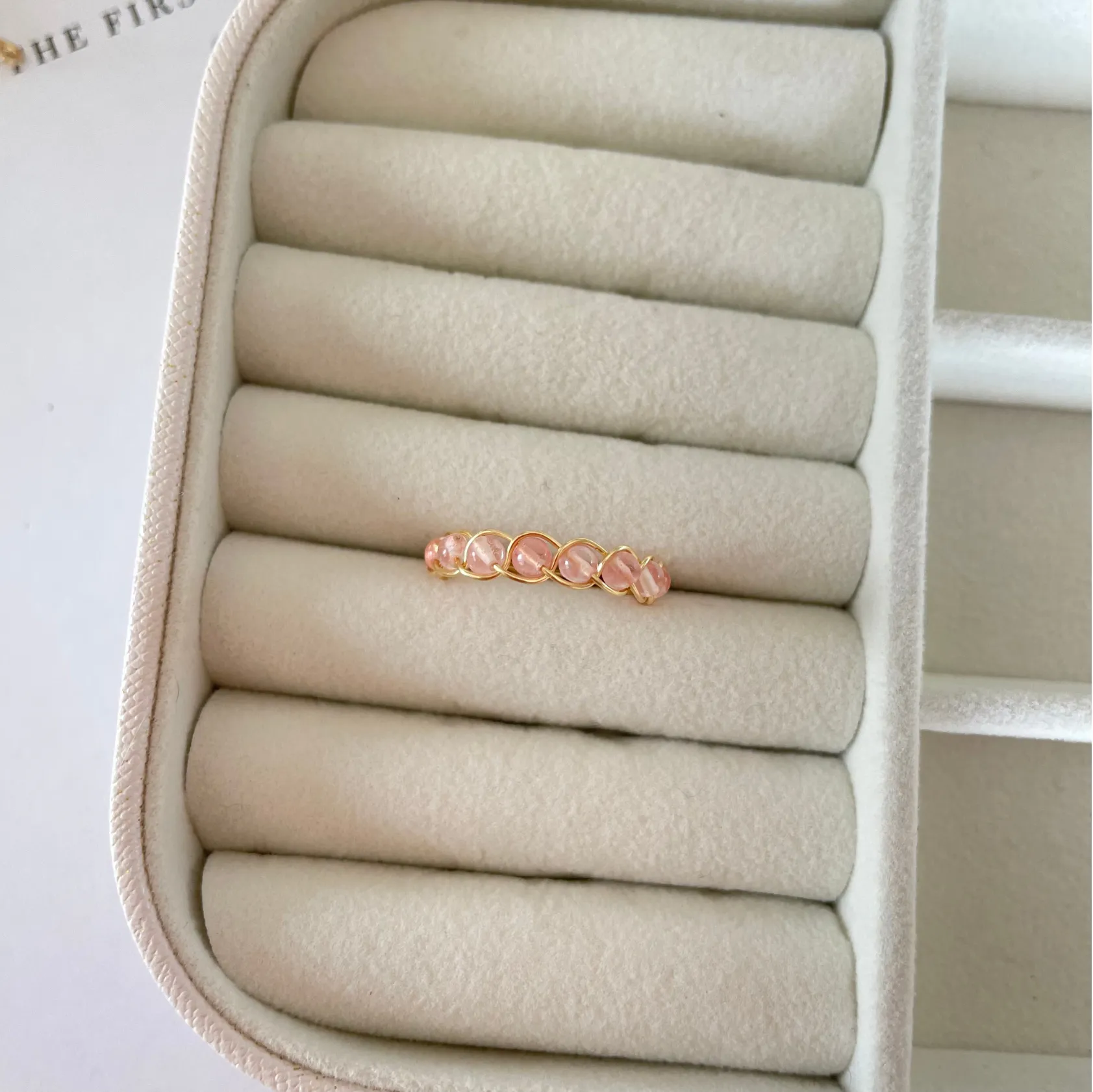 Pink Jade Braided Wire Ring