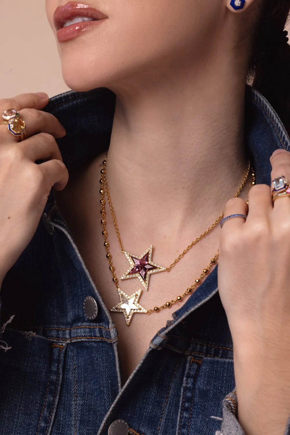 Pink Tourmaline Kite Star Necklace